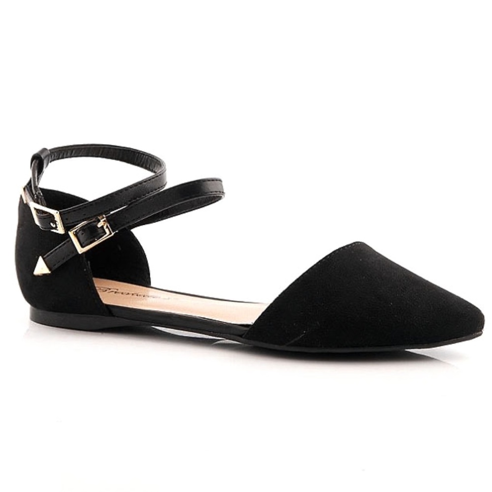 New Black Mary Jane Point Toe Ballet Flats